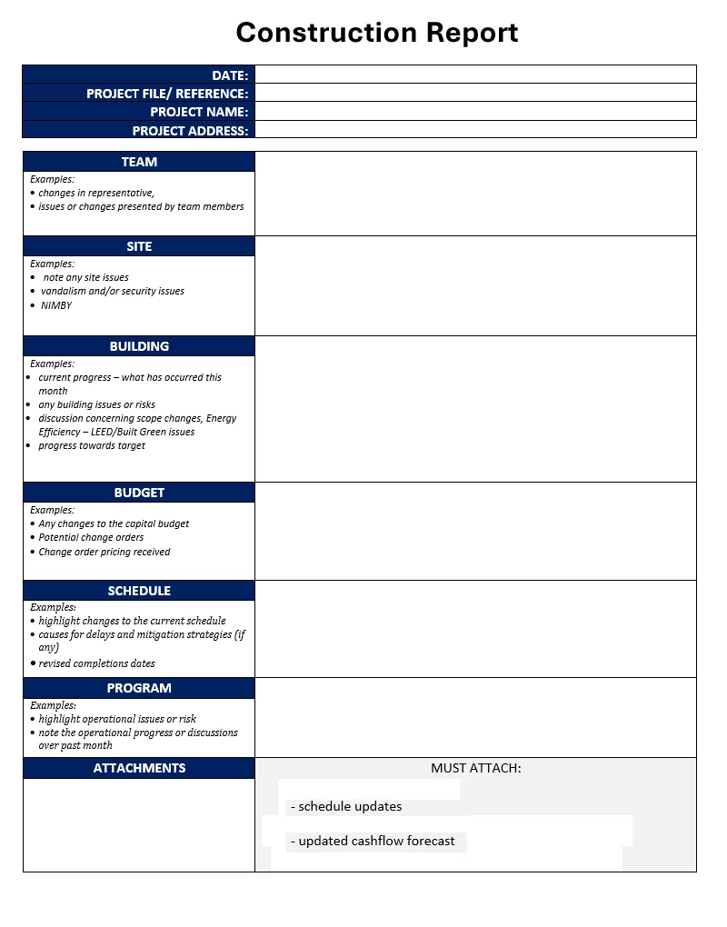 Construction Report Template