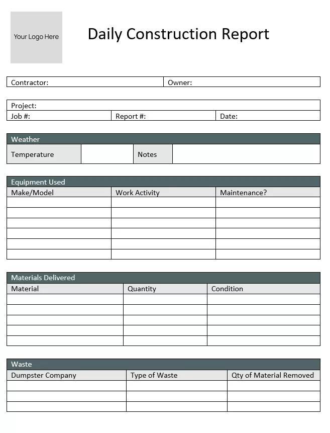 Daily Construction Report Example