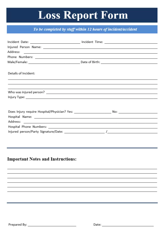Loss Report Form